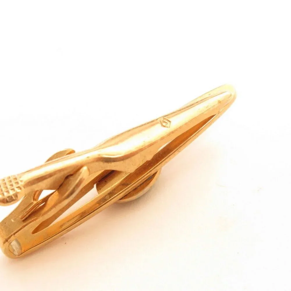 VTGGreen Jade Gemstone Signed Swank Gold Tie‎ Clip